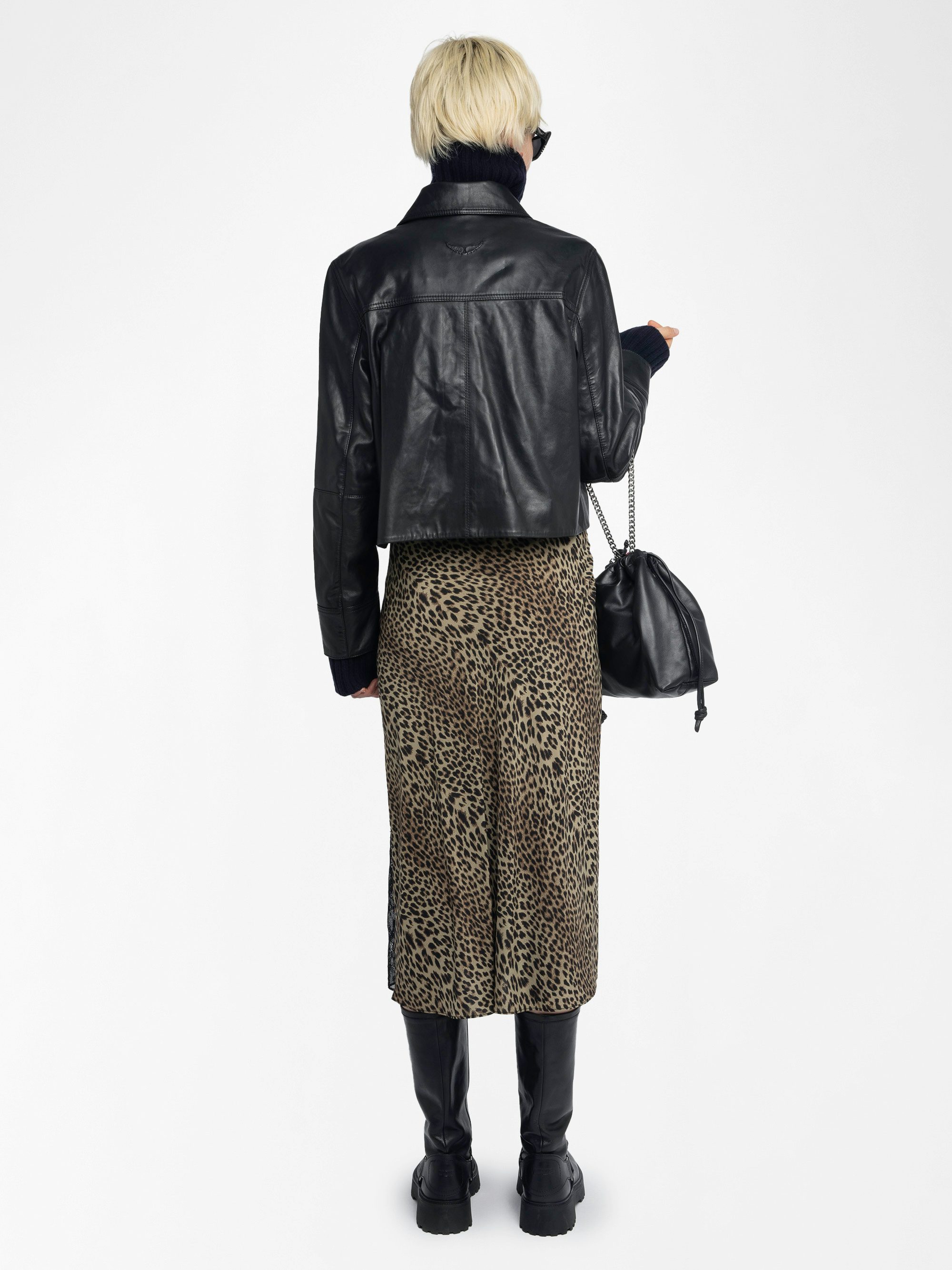 Jayla Skirt - Mid-length lingerie-inspired viscose skirt with lace.